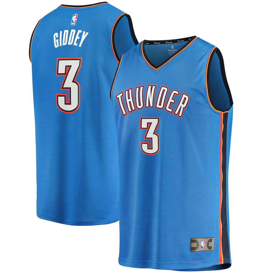 Men Oklahoma City Thunder #3 Josh Giddey Fanatics Branded Blue Icon Edition 2021-22 Fast Break Replica NBA Jersey->customized nba jersey->Custom Jersey